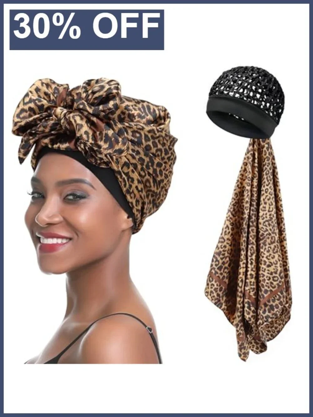 Wrap Cap Hair Net for Silk Press - 2 in 1 Satin Scarf Hair Wrap